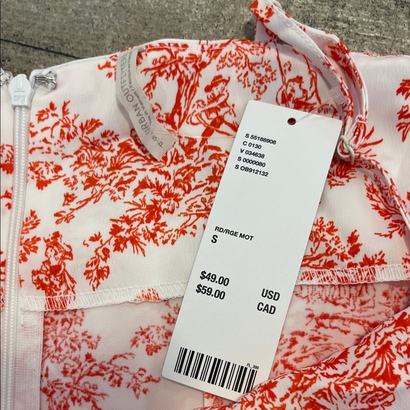 NWT Urban Outfitters Red and White Patterned Slip Dress Spaghetti Straps Small S - Picture 6 of 11